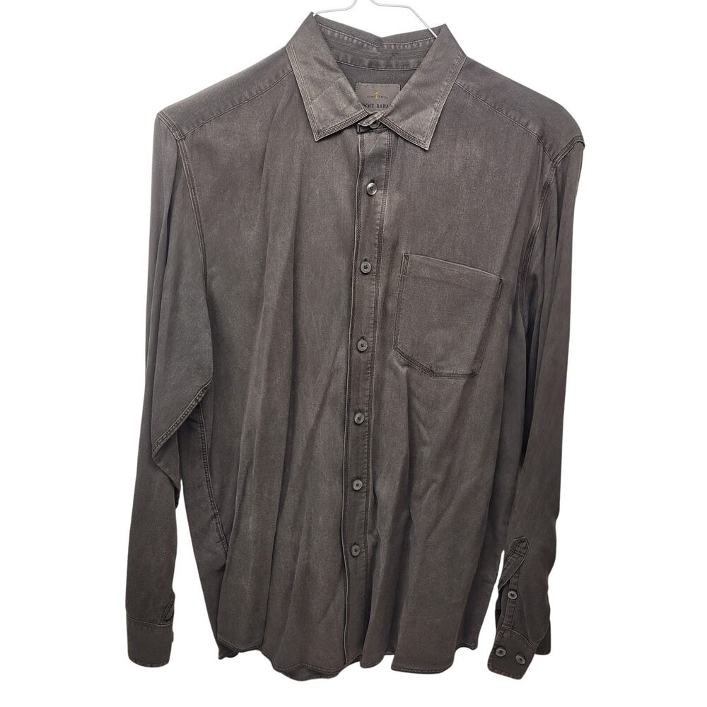 Tommy Bahama Men's Long Sleeve Denim Shirt Charcoal Washed Fade Relaxed Fit